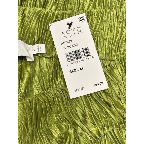 ASTR The Label Wide Leg Plisse Pants XL Avocado High Rise Cocktail Party Dressy - Picture 4 of 6